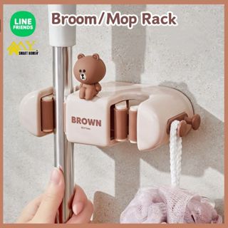 Line FRIENDS 無孔馬桶拖把架壁掛式拖把夾掃帚收納浴室拖把掛鉤整理器