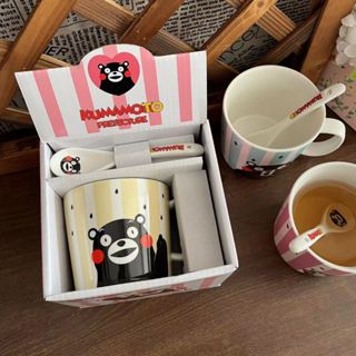 熊本熊KUMAMOTO陶瓷馬克杯杯勺套裝組合 牛奶杯 卡通水杯 兒童節/畢業季禮物