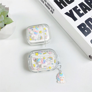 ins彩虹卡通獨角獸透明AirPods保護套適用AirPods1/2/3/4/pro/pro2