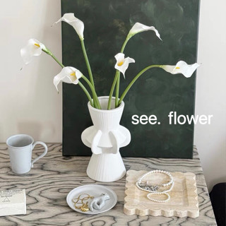 【SEE✿ FLOWER】中式白色陶瓷花瓶擺件 鮮花插花水培器皿 民宿客廳樣板房 ins奶油風復古白色陶瓷花瓶客廳餐桌插