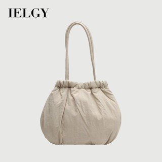 IELGY 女士休閒蓬蓬包大容量單肩托特包 加棉手提包 軟糯尼龍布包 超輕挎包