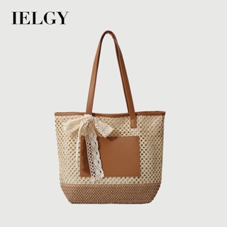 IELGY 手工編織包 沙灘度假斜揹包 大容量托特包