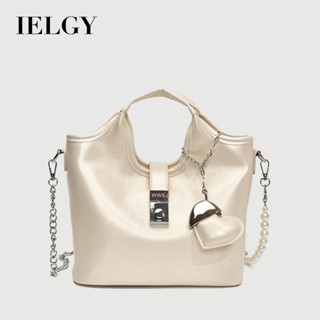 IELGY 復古學院風手提水桶包 休閒大容量單肩百搭簡約斜揹包