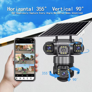 V380 PRO 4K 戶外防水太陽能監視器 WIFI/4G SIM卡攝影機 免網免插電 三畫面攝像頭 1臺頂三臺