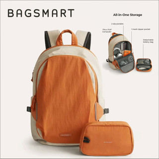 快速出貨【BAGSMART官方旗艦店】後揹包大容量25L旅行揹包套裝15.6英寸180°開放式電腦揹包戶外防水運動雙肩包