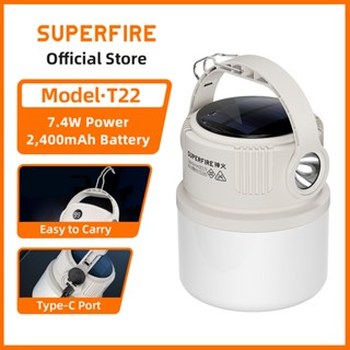 SUPERFIRE神火 T22 7.4W LED 露營燈 Type-C 充電燈 可攜式帳篷燈 附掛鉤 戶外燒烤緊急手電筒