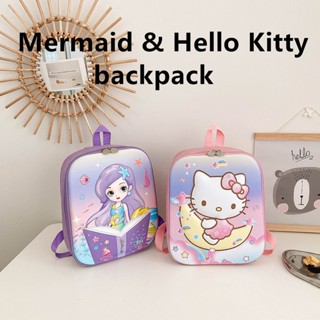 高品質兒童揹包女士 hello kitty 揹包美人魚書包獨角獸書包帶貝殼兒童書包