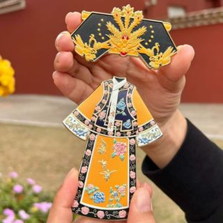 正品禮盒裝【故宮文創】清代格格金屬磁吸冰箱貼 磁鐵 家居冰箱裝飾品擺件 收藏工藝禮品紀念品送禮生日禮物 精美少女 磁鐵貼