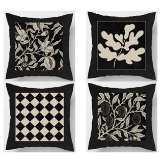 加厚黑色幾何樹葉枕套棉 70x70.60x60.50x50.45x45.40x40。北歐裝飾傢居沙發床上用品枕套。