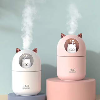 家用噴霧迷你臺式空氣加濕器可愛寵物星球貓led小夜燈超聲波香薰精油擴散器創意卡通小熊加濕器