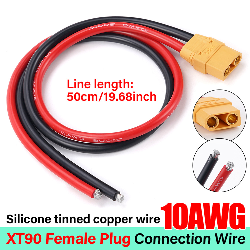 10awg XT90 母頭延長線 -50°C~200°C 用於太陽能電池板的矽膠鍍錫銅線電池組汽車房車