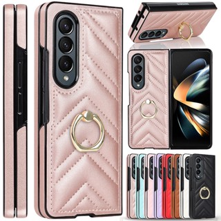 時尚V紋皮革 三星 Galaxy Z Fold 6 7手機殼三星Z Fold3 4 5後蓋式摺疊屏指環扣保護皮套