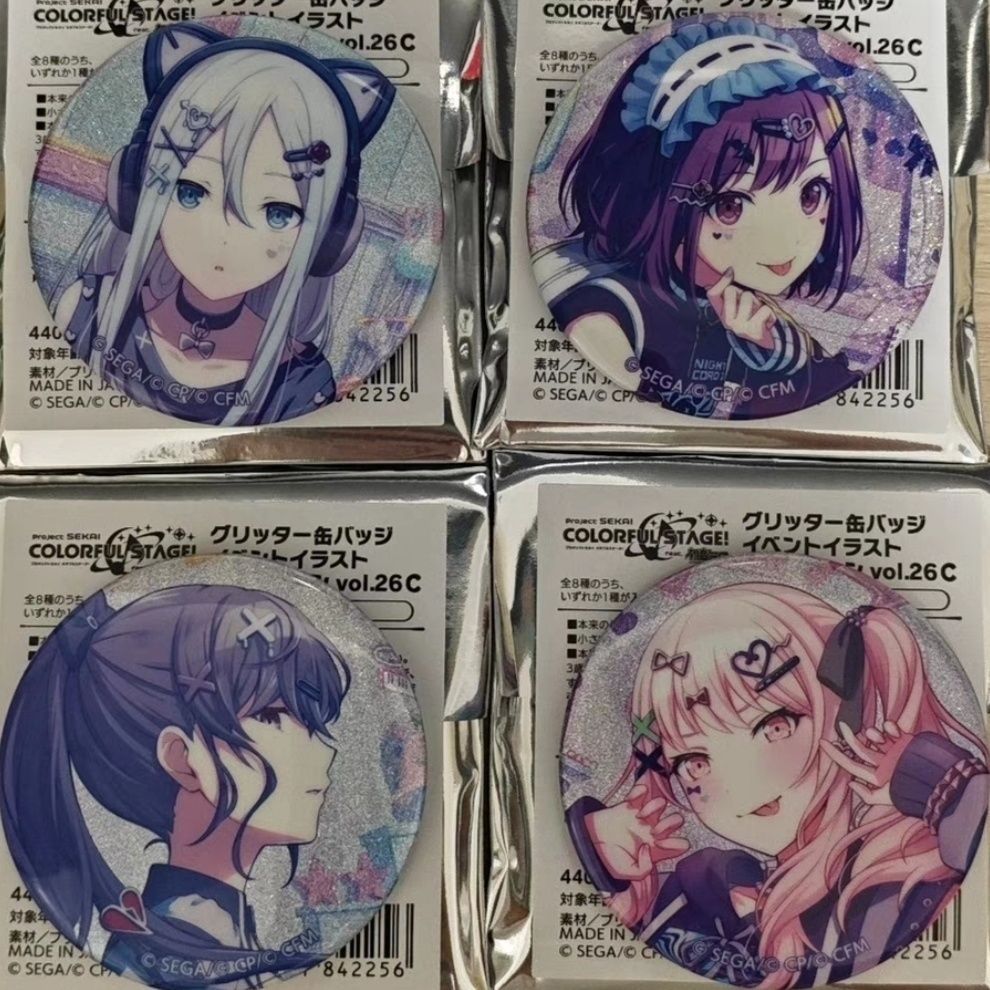 PJSK 世界計畫 缤紛舞台！58mm 閃閃徽章 – 東雲繪名 宵崎奏 曉山瑞希 朝比奈真冬動漫同人別針｜精美贈禮收藏