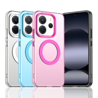 磁吸圈 亞克力透明硬背板 矽膠軟邊 適用於小米Note14 紅米Redmi Note 14 4G手機保護殼四角防摔套霧面