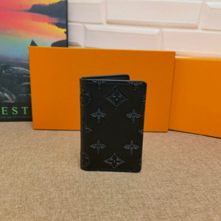 禮盒包裝❤新款男士時尚百搭壓花短版雙摺卡片夾卡包