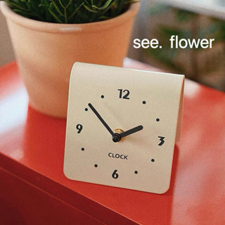 【SEE✿ FLOWER】北歐簡約ins奶油座鐘客廳臥室床頭靜音檯鐘創意擺件創意檯面陶瓷時鐘簡約座鐘家用擺件客廳床頭靜音