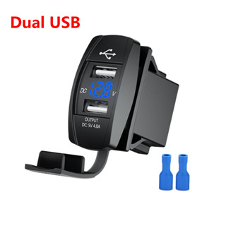 12-24v 汽車雙 USB 充電器電源適配器插座,帶 LED 數字電壓表,適用於汽車船遊艇 ATV RV 卡車