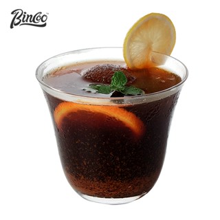 BINCOO 咖啡杯 玻璃澳白杯拿鐵杯 簡約透明水杯 茶杯 特調威士忌酒杯 280ML