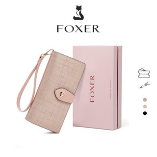 Foxer真皮錢包長款錢包奢華優雅簡約時尚信用卡夾
