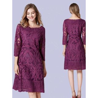 【L-5XL】媽媽禮服 媽媽裝 婆婆裝 婚禮洋裝 喜宴洋裝 大尺碼媽媽裝 加大尺碼媽媽裝 紅色洋裝 宴會洋裝