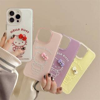 Bow Hello Kitty iPhone 16/15/14ProMax 手機殼 - 可愛的雙層硬殼,時尚設計