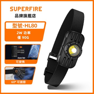 SUPERFIRE神火 HL80 2W 可充電頭燈 變焦鏡頭迷你超亮 LED頭燈 USB 頭燈戶外防水手電筒