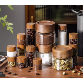 透明玻璃食品儲存罐套裝帶密封蓋,儲存茶糖咖啡豆鹽香草堅果香料穀物,旅行野營野餐燒烤派對的小食品容器