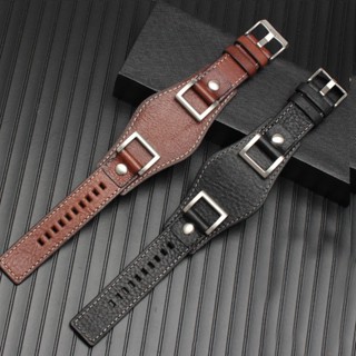 24 毫米黑色棕色牛皮皮革錶帶適用於 FOSSIL JR1157 手錶