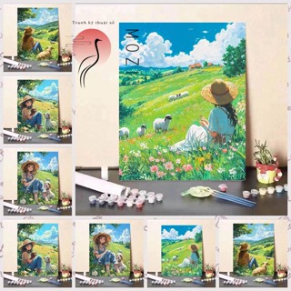 MOZI ✨40*50cm /30*40cm 夏日草原數字油畫diy手工畫數字畫填畫解壓畫裝飾畫