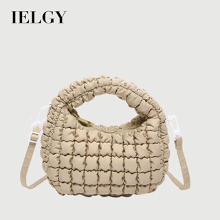 IELGY 雲朵泡芙包 褶皺尼龍手提包 小眾羽絨棉服單肩斜揹包