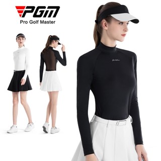 PGM 高爾夫女裝夏季冰絲防曬UPF50+ 運動內衣後背透氣薄紗女士白色打底衫透氣長袖衣服上衣 YF677