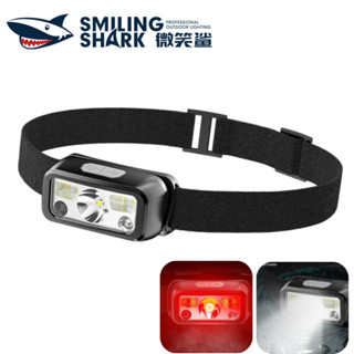 微笑鯊正品 LED 頭燈 揮手感應強光 釣魚燈 輕巧便捷 工作頭燈 Type-c充電頭燈 白紅光 戶外防水 TD0144