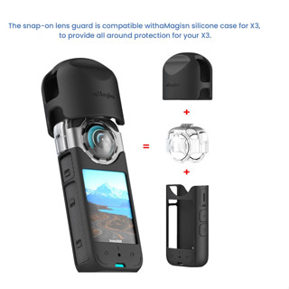 AMagisn Insta360 X3 矽膠套扣保護套螢幕保護膜支架相機配件防霧卡扣式鏡頭護罩