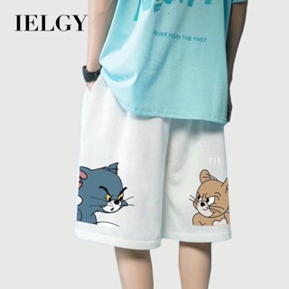 IELGY 卡通印花短褲男士潮流顯瘦五分寬鬆休閒運動風
