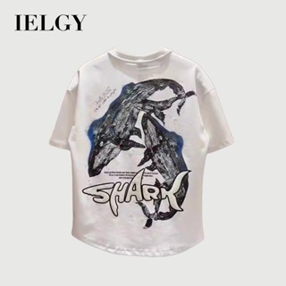 IELGY 新款字母印花t恤男士夏季寬鬆休閒上衣