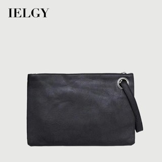 IELGY 韓國新款手拿包簡約復古男士手提包時尚大容量拉鍊信封包