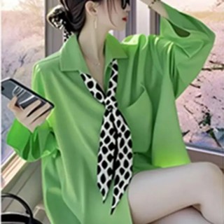 【特價】韓版秋季港風polo衫 復古港味女生寬鬆襯衫女 長袖上衣 女裝