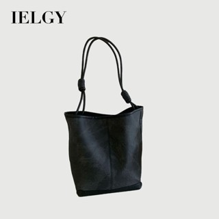 IELGY 小眾設計美拉德復古秋冬托特包 大容量水桶包 百搭單肩通勤包