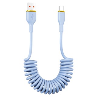 USB to Type C 伸縮 充電 數據線 車用彈簧線 適用華為小米手機