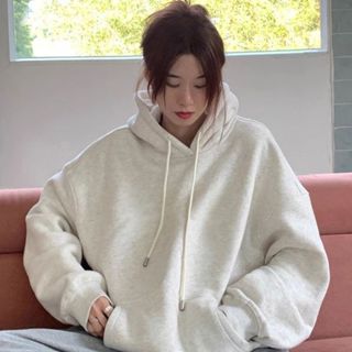 純棉 長袖 連帽 大學T 女 秋季 新款 韓版 寬鬆 上衣