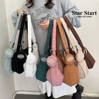 女士百搭斜揹包燈芯絨休閒大容量通勤斜揹包