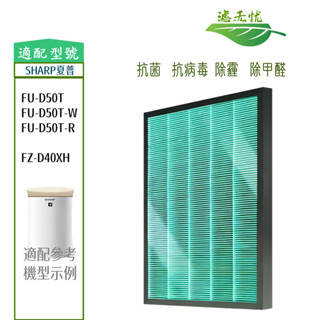 適用 SHARP夏普 FU-D50T 空氣淨化器HEPA抗菌濾芯 蜂顆活性碳 複合式濾網