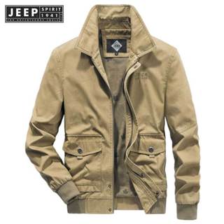 JEEP SPIRIT 1941 ESTD春秋男士水洗外套男士多口袋純棉立領老人工作外套