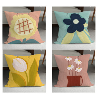 粉黃色向日葵枕套棉 70x70.60x60.50x50.45x45.40x40。Ins 家居抽象裝飾沙發床上用品睡眠枕套