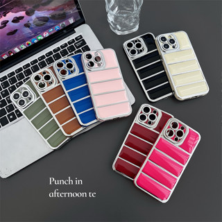 電鍍羽絨服形狀保護套適用於 iphone 16 15 14 13 12 11 Pro Max 防震軟手機套