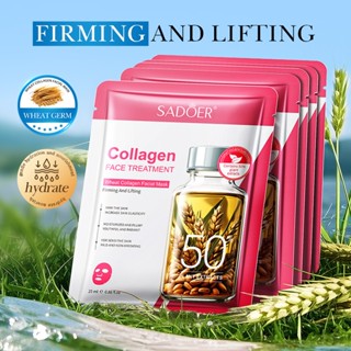 [5PCS/PACK] SADOER 小麥/橄欖/木瓜膠原蛋白面膜滋養亮白女士保濕面膜