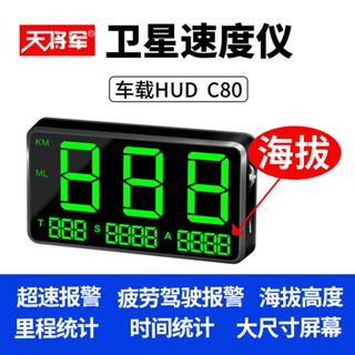 HUD抬頭顯示器大屏數字時鐘車用GPS定位衛星車速里程時間智慧報警