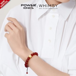 POWER IONICS 派恩天然瑪瑙石串珠手鍊可調節 - 18K金電鍍，波西米亞風，中性珠寶，男女士定製刻字禮物