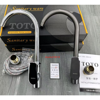 全新TOTO槍灰色洗菜盆水龍頭廚房水槽不鏽鋼冷熱水龍頭洗衣臺龍頭360°帶滾珠旋轉