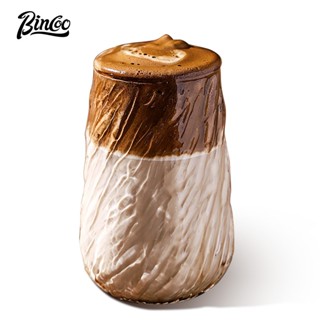 BINCOO 玻璃咖啡杯 復古美式拿鐵杯 下午茶杯 意式濃縮咖啡杯 高檔精緻 420ML